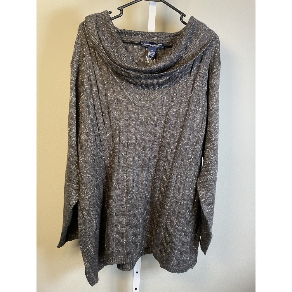 NEW Susan Graver Women's‎ Sweater 3X QVC Style Gray Cozy Cowl Neck Casual Winter